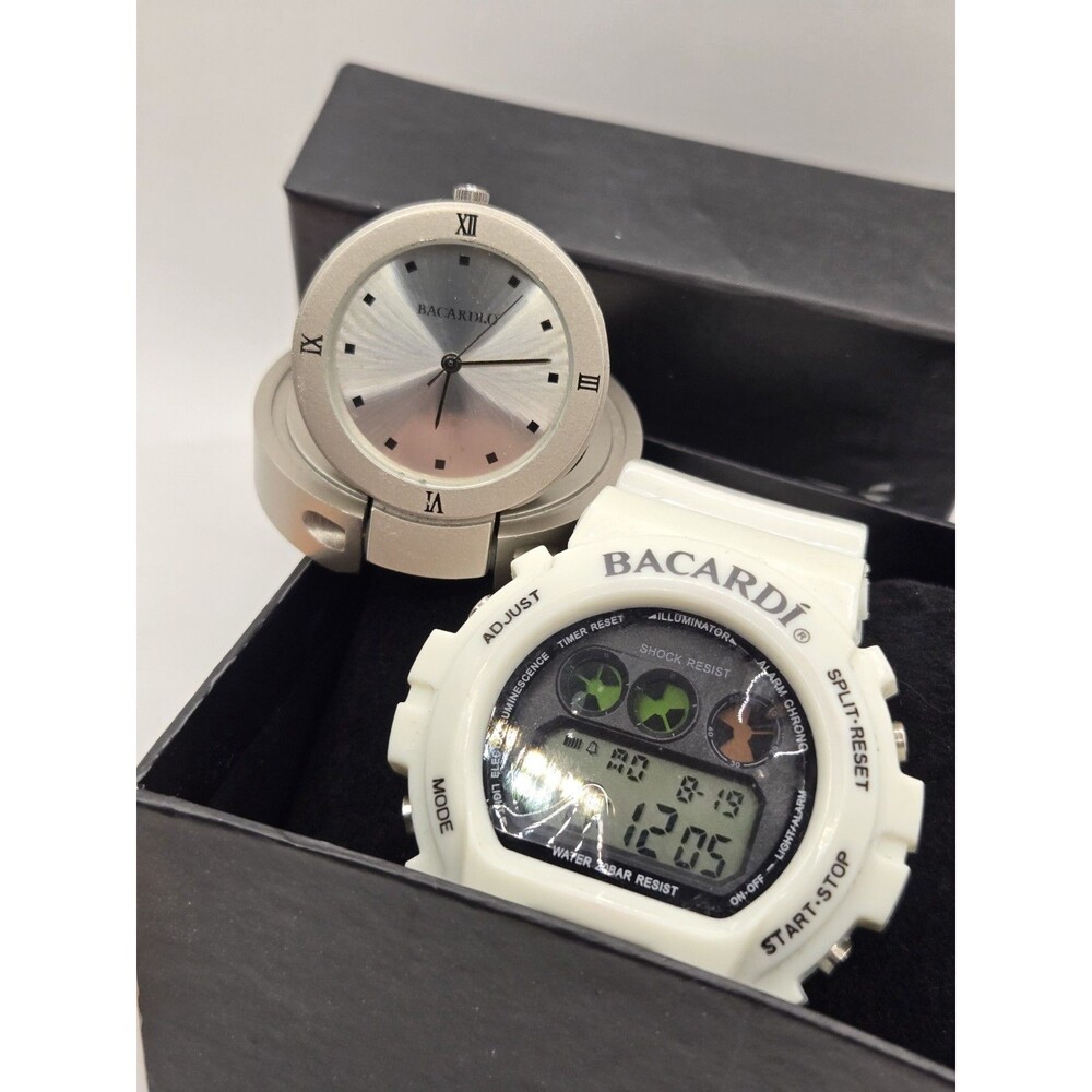 Bacardi Pineapple Fusion Digital Watch NIB + Bonus Barcadi O Mini Clk New Batts!